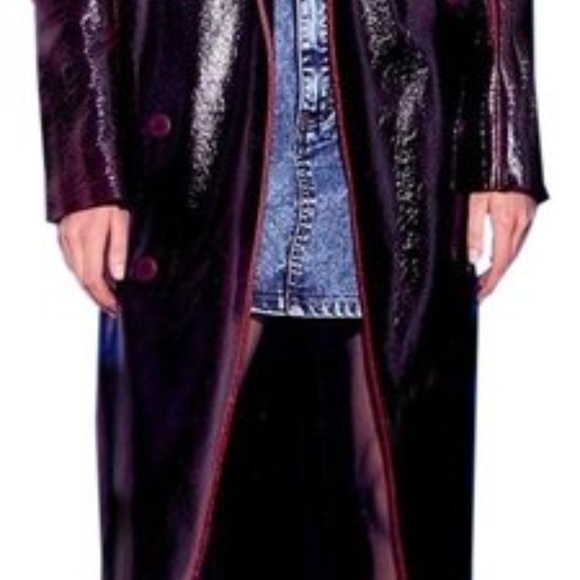 Tibi brown patent pvc trench coat leather NWOT M - Picture 2 of 3